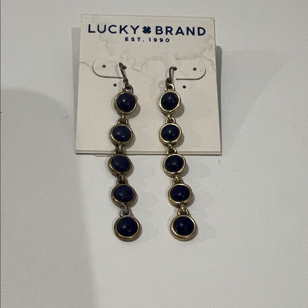 Lucky Brand Gold and Navy Drop Earrings